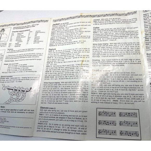 Fibre Craft Christmas Caroler Doll Music Box Pillow Crochet Pattern #FCM224 - Picture 4 of 6